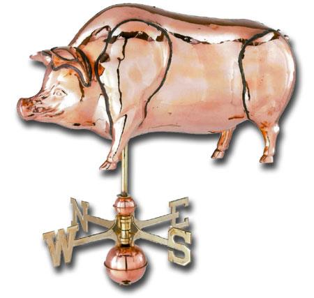 Jumbo Pig 3-D Copper Weathervane-0